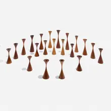 Rude Osolnik, Collection of twenty-one candlesticks, c. 1990, walnut