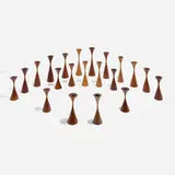 Rude Osolnik, Collection of twenty-one candlesticks, c. 1990, walnut