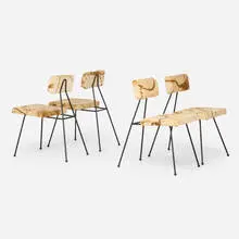 Adrian Pearsall, Dining chairs, set of four, c. 1960, upholstery, enameled steel