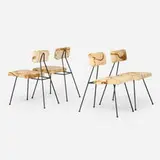 Adrian Pearsall, Dining chairs, set of four, c. 1960, upholstery, enameled steel