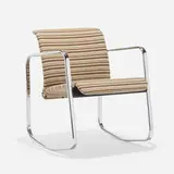Peter Protzmann, Rocker from the Tubular Seating collection, 1971, chrome-plated steel, upholstery, enameled aluminum