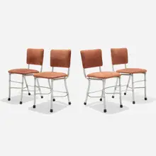 Warren McArthur, Chairs, set of four, c. 1950, aluminum, suede upholstery, rubber