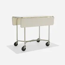 Warren McArthur, Drop-leaf rolling table, c. 1933, aluminum, painted wood, rubber