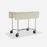Warren McArthur, Drop-leaf rolling table, c. 1933, aluminum, painted wood, rubber