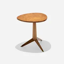 Occasional table, model 3399-2 by John Widdicomb, 1957 / 1958, walnut burl, walnut, brass, sold Aug 2026