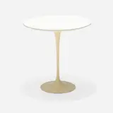 Eero Saarinen, Tulip occasional table, model 161F, laminate over wood, enameled aluminum