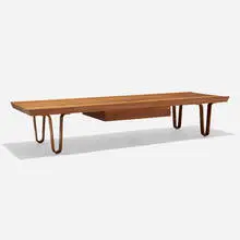 Edward Wormley, Long John bench, model 4699, walnut