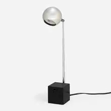 Michael Lax, Lytegem table lamp, 1965, chrome-plated metal, wood