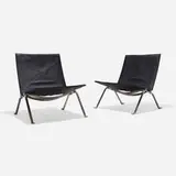 Poul Kjærholm, PK 22 lounge chairs, pair, 1956 / 2000, leather, matte chrome-plated steel