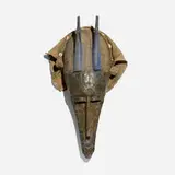 Marka, Mask, carved wood, brass, cloth, cowry shells