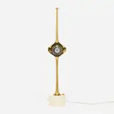 Angelo Lelii, Cobra table lamp, model 12919, c. 1962, brass, enameled steel, patinated steel