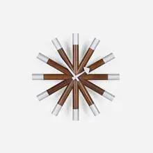 George Nelson & Associates, Wheel wall clock, model 2288B from the Clocks Ahead of Time series, walnut, aluminum