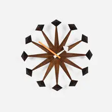 George Nelson & Associates, Wall clock, model 2293, walnut, enameled metal