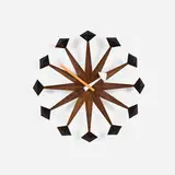 George Nelson & Associates, Wall clock, model 2293, walnut, enameled metal