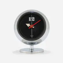 George Nelson & Associates, Table clock, model 605, c. 1960, chrome-plated and enameled steel