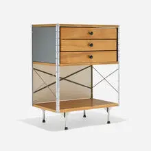 Charles and Ray Eames, ESU 270-N, birch plywood, chrome-plated steel, lacquered Masonite, zinc-plated steel, lacquered aluminum