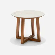 Modern, Occasional table, c. 1955, glazed stoneware, walnut