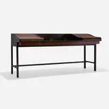 Edward Wormley, Desk, model 912C, c. 1957, stained walnut, rosewood, brass, leather