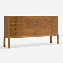 Edward Wormley, Cabinet, c. 1945, bleached mahogany, brass