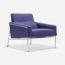 Arne Jacobsen, Lounge chair, model 3300, upholstery, stainless steel