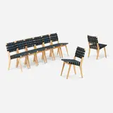 Jens Risom, Chairs model 666W, set of eight, maple, cotton webbing