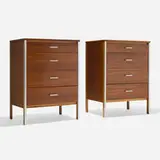 Paul McCobb, Linear Group cabinets model 406, pair, c. 1955, walnut, matte chrome-plated brass