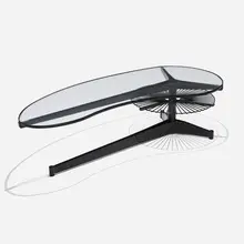 Vladimir Kagan, Capricorn two-tiered coffee table, c. 1958, enameled steel, glass