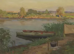 Viktor Gaiduk, Untitled, oil on board 47.5 x 60.5cm