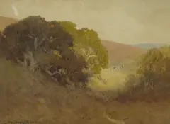 Sydney Janis Yard, Among the Monterey County hills, watercolor on paperboard