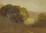 Sydney Janis Yard, Among the Monterey County hills, watercolor on paperboard