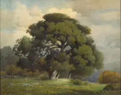 Oaks under a cloudy sky by Percy Gray, watercolor on paper affixed to board, offered Nov 2010