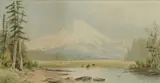 Cleveland Rockwell, Mt. Shasta, watercolor and pencil on paper affixed to board