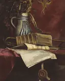 J. Bond Francisco, Still life with trombone and books on a table