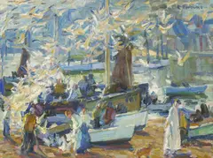 E. Charlton Fortune, Scavengers, St. Ives, 1922, oil on canvas board