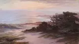 Charles Bradford Hudson, Sunset over the coast, oil on canvas
