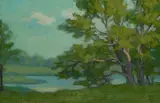 Frank Tolles Chamberlin, Tranquility, oil on board