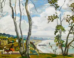 Elmer W. Schofield, View of the bay (believed to be Santa Monica), oil on panel