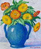 Vase with flowers by Birger Sandzén, 1933, oil on masonite, sold Nov 2010
