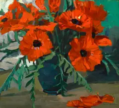 Gene Frances McComas, A vase of flowers, oil on canvas