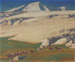 Maynard Dixon, Moraine and meadow, Sierra Nevada, Inyo County, California, 1924, oil on canvas