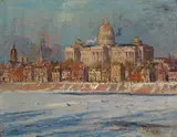 Colin Campbell Cooper, The Pennsylvania State Capitol Building, Harrisburg, Oil on canvas