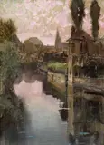Francis Hopkinson Smith, View of Chartres in the gloaming, pastel on paper affixed to board