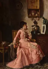George W. Maynard, Repose, oil on canvas laid to masonite