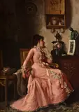 George W. Maynard, Repose, oil on canvas laid to masonite