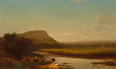 Sunset on the Hudson 1873 by Arthur Parton, oil on canvas, sold Nov 2010