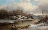 William Charles Anthony Frerichs, Skating in winter, oil on canvas