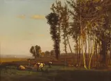 (n & a) George Inness, Early Autumn in Medfield, 1860, oil on canvas affixed to masonite