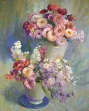 Laura Coombs Hills, Zinnias and Stock, pastel on paper