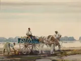 Alfred Heber Hutty, Low country, figures by a cart