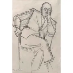 Apunte de Carlos Pellicer by Diego Rivera, Lápiz de grafito sobre papel, offered Sep 2023